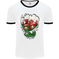 Gym The Welsh Flag Ripped Muscles Wales Mens White Ringer T-Shirt White/Black