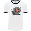 Slug Decks with Vinyl LP DJ DJing Turntable Mens White Ringer T-Shirt White/Black