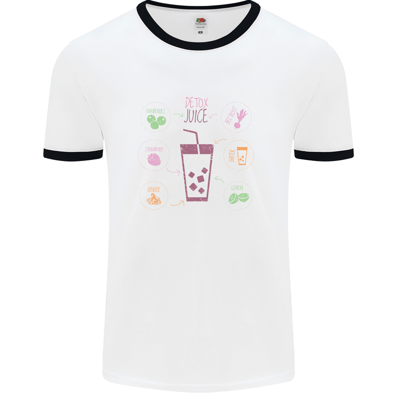 Detox Juice Hangover Cure Healthy Mens White Ringer T-Shirt White/Black