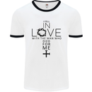 In Love With the Cross Christian Christ Mens White Ringer T-Shirt White/Black