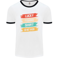 Lucky Fishing Shirt Fisherman Funny Mens White Ringer T-Shirt White/Black