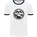 A Skull in Thorns Gothic Christ Jesus Mens White Ringer T-Shirt White/Black