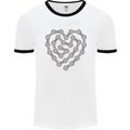 Bike Heart Chain Cycling Biker Motorcycle Mens White Ringer T-Shirt White/Black