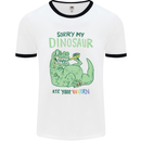 My Dinosaur Ate Your Unicorn T-Rex Funny Mens Ringer T-Shirt White/Black