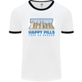 Bunny Rabbit Happy Pills Antidepressant Mens Ringer T-Shirt White/Black