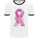 Breast Cancer Awareness Bow Mens Ringer T-Shirt White/Black
