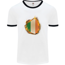 The Irish Tricolour Flag Fire Ireland Mens White Ringer T-Shirt White/Black