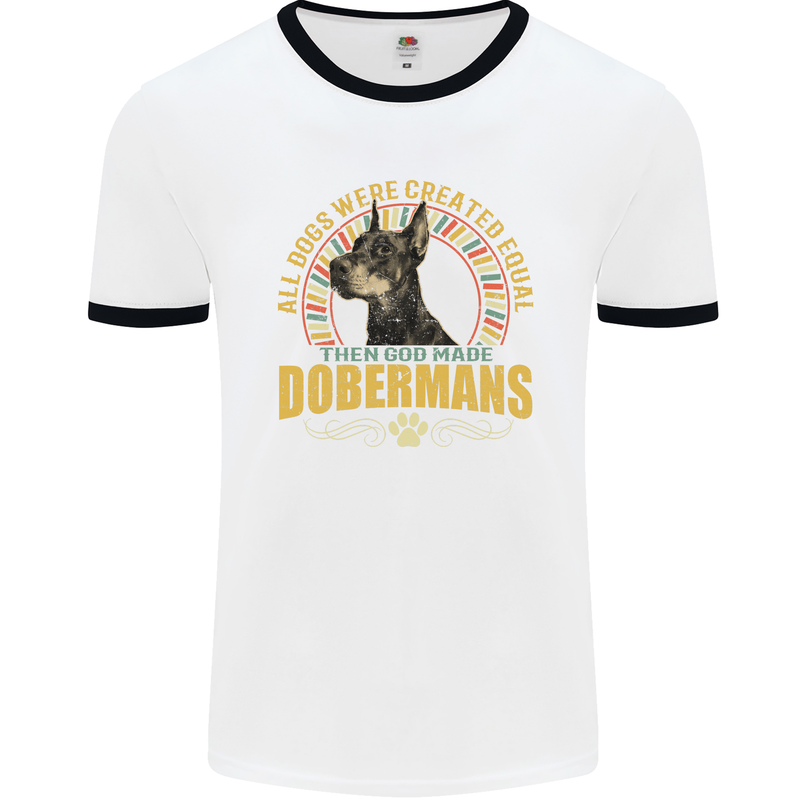 A Dobermans Dog Mens Ringer T-Shirt White/Black