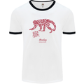 Chinese Zodiac Shengxiao Year of the Monkey Mens White Ringer T-Shirt White/Black