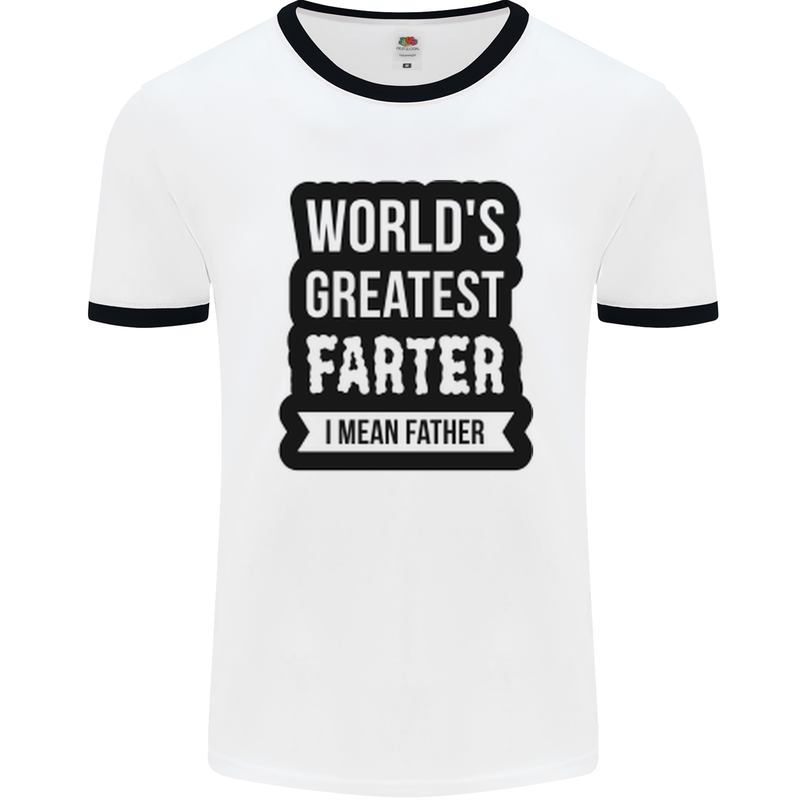 Fathers Day Farter Funny Flatulence Farting Mens White Ringer T-Shirt White/Black