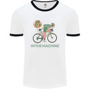 Cycling I'm the Machine Cyclist Funny Mens White Ringer T-Shirt White/Black