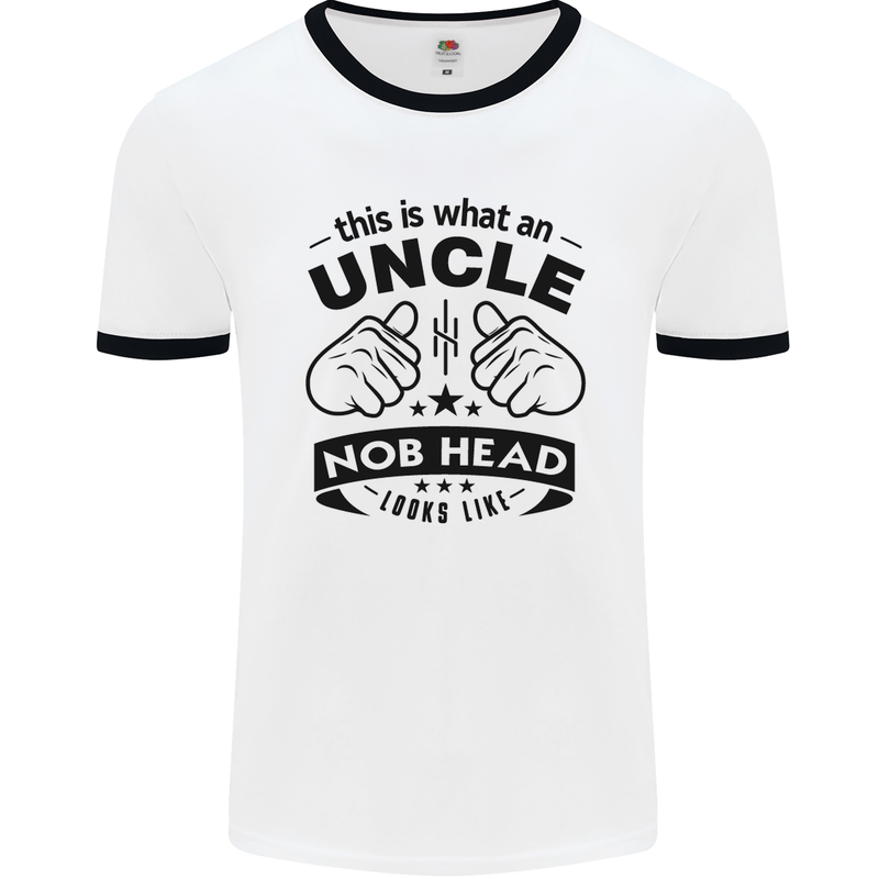 An Uncle Nob Head Looks Like Uncle's Day Mens White Ringer T-Shirt White/Black