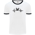 Drum Kit Pulse ECG Drummer Drumming Drum Mens White Ringer T-Shirt White/Black