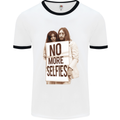 No More Selfies Funny Camer Photography Mens White Ringer T-Shirt White/Black