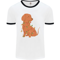 A Funny Christmas Tree Dachshund Mens White Ringer T-Shirt White/Black