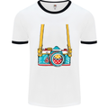 Photography Camera Around Neck Mens White Ringer T-Shirt White/Black