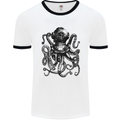 Scuba Octopus Diver Dive Diving Mens White Ringer T-Shirt White/Black