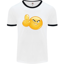 Emoji Middle Finger Flip Funny Offensive Mens White Ringer T-Shirt White/Black