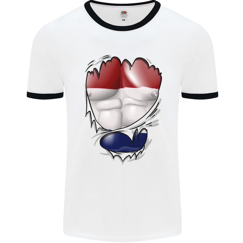 Gym The Dutch Flag Ripped Muscles Holland Mens White Ringer T-Shirt White/Black