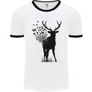 Abstract Butterfly Deer Ecology Environment Mens White Ringer T-Shirt White/Black