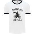 Cycling Never Underestimate Old Man Mens White Ringer T-Shirt White/Black