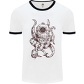 Steampunk Octopus Kraken Cthulhu Mens White Ringer T-Shirt White/Black