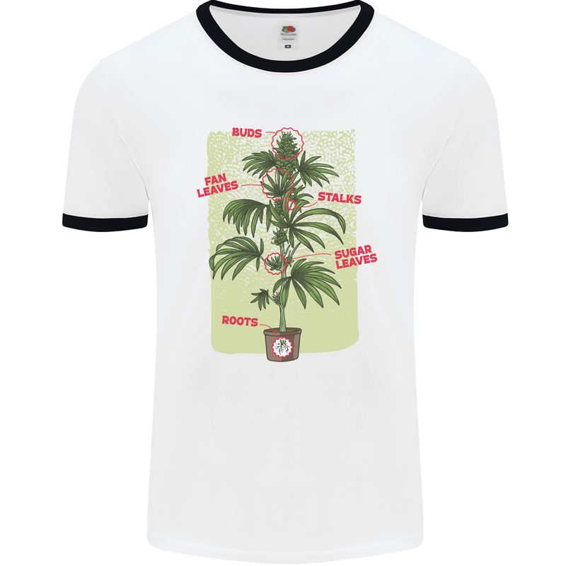 Weed Plant Cannabis Bud Drugs Marijuana Mens White Ringer T-Shirt White/Black