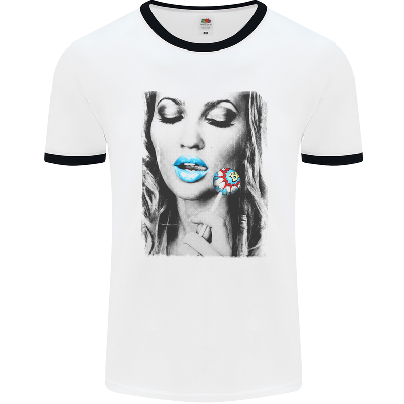 Boom Lolly Pop Chick Mens White Ringer T-Shirt White/Black