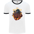 The Kraken Octopus Cthulhu Scuba Diving Mens White Ringer T-Shirt White/Black