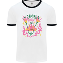 Fungi Magic Mushrooms Trippy LSD Mens Ringer T-Shirt White/Black
