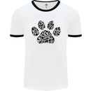 Dog Paw Print Word Art Mens White Ringer T-Shirt White/Black
