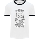 Cat Dont Fight Me Funny Mens White Ringer T-Shirt White/Black