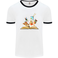 Trippy Nature Book Magic Mushrooms LSD Mens Ringer T-Shirt White/Black