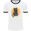 I Like Cats, Saxophones & Maybe 3 People Mens White Ringer T-Shirt White/Black