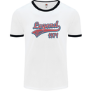 Legend Since 52nd Birthday 1971 Mens Ringer T-Shirt White/Black