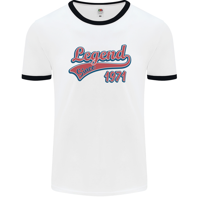 Legend Since 52nd Birthday 1971 Mens Ringer T-Shirt White/Black