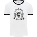 Fook Off My Life Rules Skull Finger Flip Mens Ringer T-Shirt White/Black