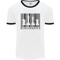 Chess Barcode Player Mens White Ringer T-Shirt White/Black