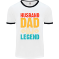 Husband Dad DJ Legend Fathers Day Mens Ringer T-Shirt White/Black