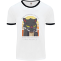 Funny Cat I Hate Morning People Coffee Mens White Ringer T-Shirt White/Black