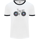 Cycling Music Cyclist Funny Bicycle Bike Mens White Ringer T-Shirt White/Black