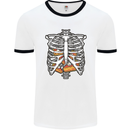 Pie Inside a Skeleton Torso Funny Food Mens White Ringer T-Shirt White/Black