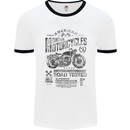 American Custom Motorbike Biker Motorcycle Mens White Ringer T-Shirt White/Black
