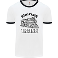 Still Plays With Trains Spotter Spotting Mens White Ringer T-Shirt White/Black