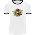 Maacaw Parrot In the Jungle Mens White Ringer T-Shirt White/Black