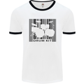 Drum Kit Barcode Drummer Drumming Mens White Ringer T-Shirt White/Black