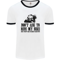 Ask to Ride My Biker Motorbike Motorcycle Mens White Ringer T-Shirt White/Black