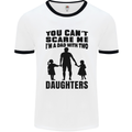 Dad With Two Daughters Funny Fathers Day Mens White Ringer T-Shirt White/Black