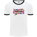 Supermarine Spitfire with the Union Jack Mens White Ringer T-Shirt White/Black