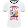 Weekend Forecast Beer Alcohol Rugby Funny Mens White Ringer T-Shirt White/Black
